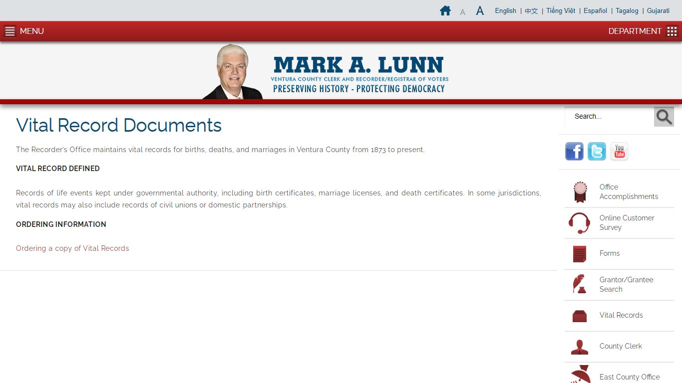 Vital Record Documents - Ventura County